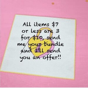 Bundle offer! All items listed $7 or less are 3 for $10.